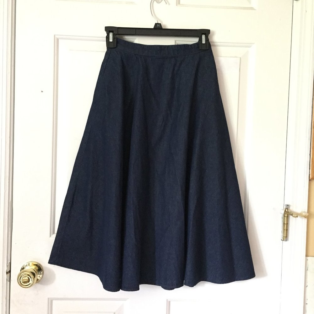 Uniqlo Long Denim Circle Skirt